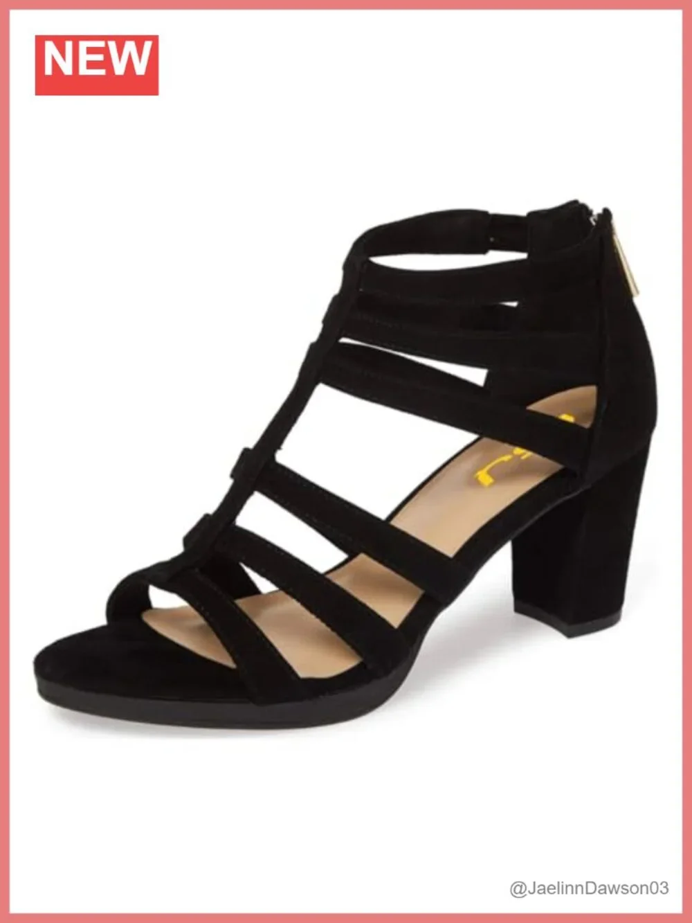 Women Chunky Mid High Heel Sandals Open Toe T-Strap Pumps Cutout Dress Party